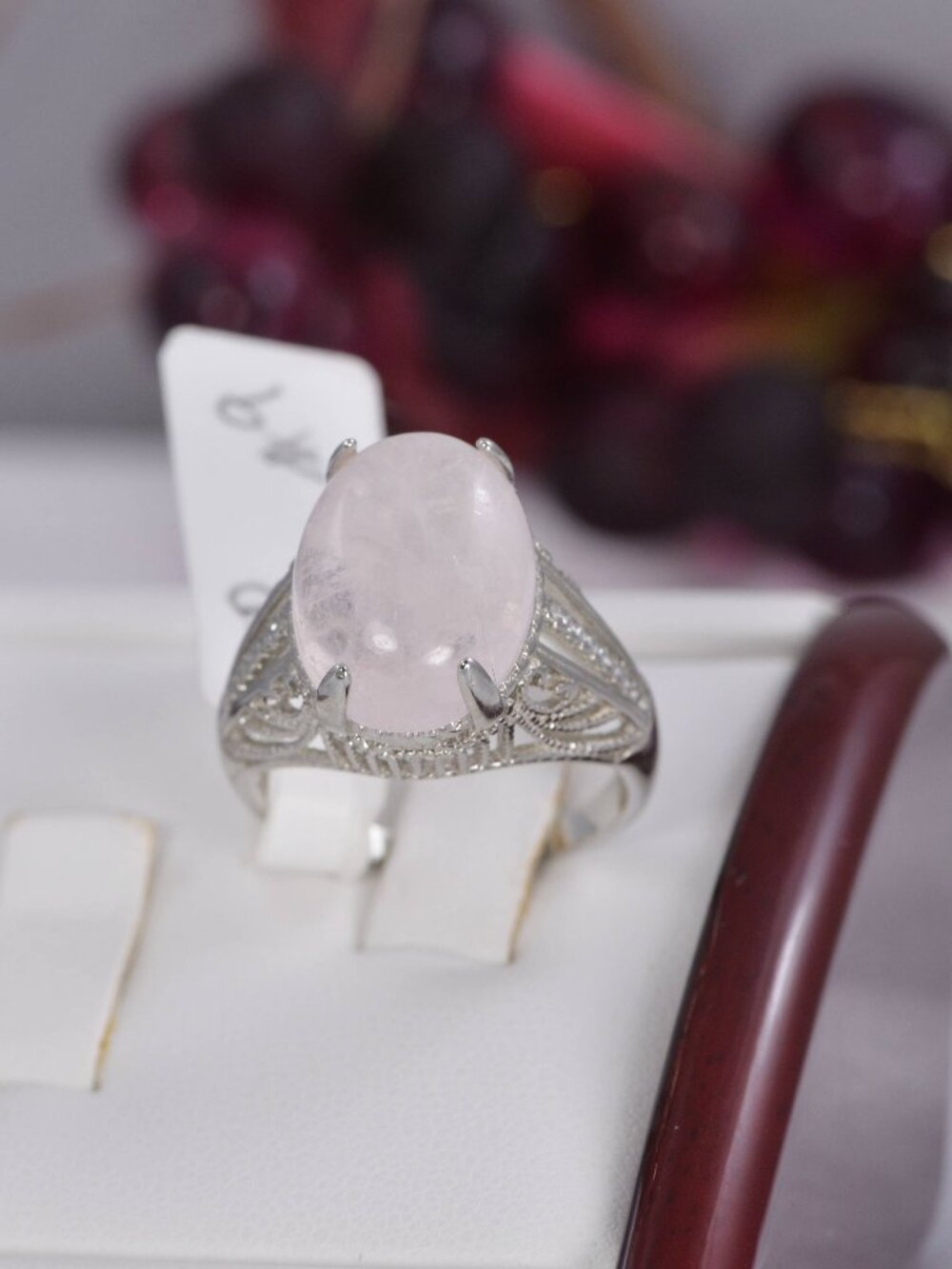 Natural Morganite Ring 925 Sterling Silver, sz 9